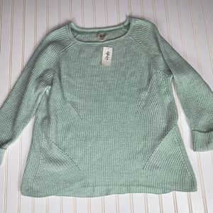 Style & Co. Plus Size Marl Pointelle Roll Neck Cuffed Sweater Mint 3X NWT